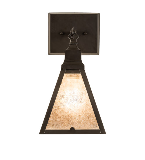 Meyda Lighting Arnage 7" Oil Rubbed Bronze Wall Sconce With Silver Mica Shade Glass