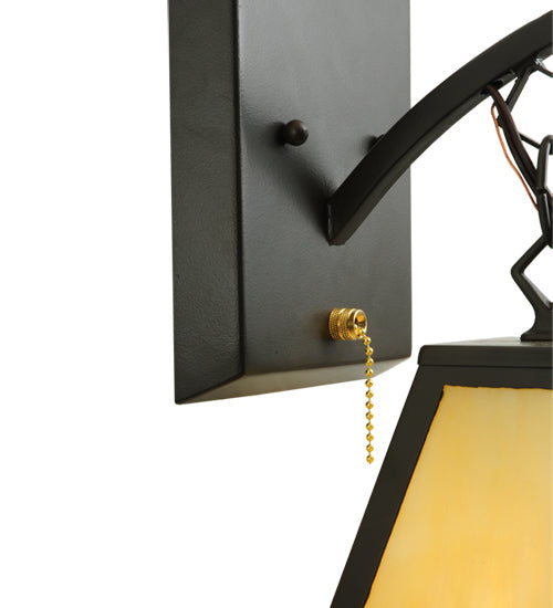Meyda Lighting Arnage 7" Timeless Bronze Pull Chain Wall Sconce With Beige Art Shade Glass