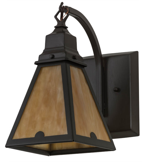 Meyda Lighting Arnage 7" Timeless Bronze Wall Sconce With Beige Art Shade Glass