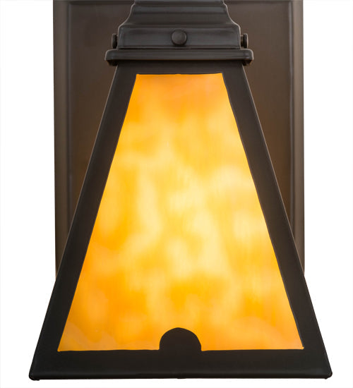 Meyda Lighting Arnage 7" Timeless Bronze Wall Sconce With Beige Art Shade Glass