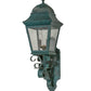 Meyda Lighting Arnette 9" 2-Light Golden Verdigris Lantern Wall Sconce With Clear Seeded Shade Glass