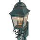 Meyda Lighting Arnette 9" 2-Light Golden Verdigris Lantern Wall Sconce With Clear Seeded Shade Glass