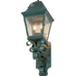 Meyda Lighting Arnette 9" 2-Light Golden Verdigris Lantern Wall Sconce With Clear Seeded Shade Glass