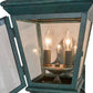Meyda Lighting Arnette 9" 2-Light Golden Verdigris Lantern Wall Sconce With Clear Seeded Shade Glass