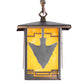Meyda Lighting Arrowhead 10" Antique Copper Mini Pendant Light With Honey Amber Shade Glass