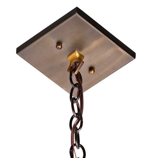 Meyda Lighting Arrowhead 10" Antique Copper Mini Pendant Light With Honey Amber Shade Glass
