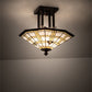 Meyda Lighting Arrowhead 20" 2-Light Mahogany Bronze Flush Mount Light With Multi-Colored Shade Glass