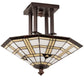 Meyda Lighting Arrowhead 20" 2-Light Mahogany Bronze Flush Mount Light With Multi-Colored Shade Glass