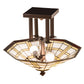 Meyda Lighting Arrowhead 20" 2-Light Mahogany Bronze Flush Mount Light With Multi-Colored Shade Glass
