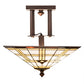 Meyda Lighting Arrowhead 20" 2-Light Mahogany Bronze Flush Mount Light With Multi-Colored Shade Glass