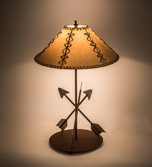 Meyda Lighting Arrowhead 23" Red Rust Table Lamp With Beige Fabric Shade