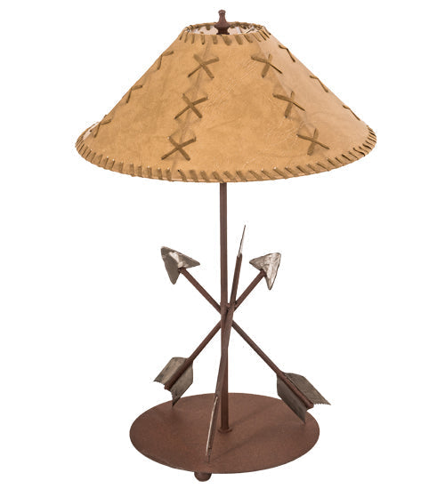 Meyda Lighting Arrowhead 23" Red Rust Table Lamp With Beige Fabric Shade