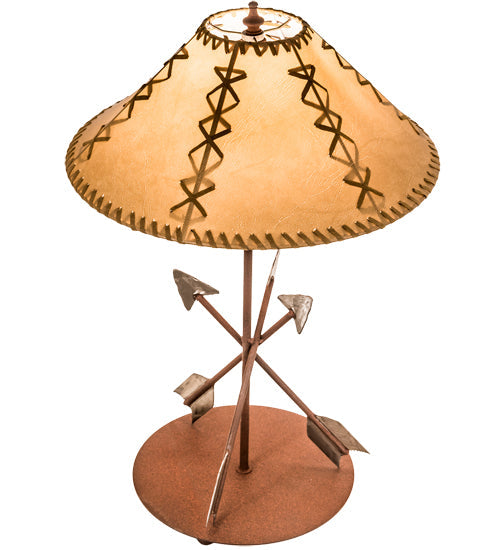 Meyda Lighting Arrowhead 23" Red Rust Table Lamp With Beige Fabric Shade