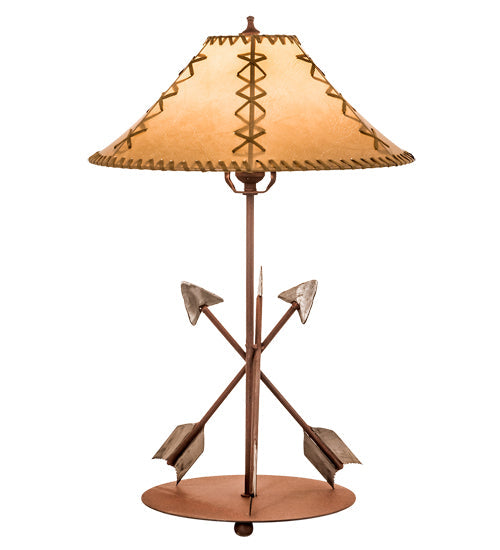 Meyda Lighting Arrowhead 23" Red Rust Table Lamp With Beige Fabric Shade