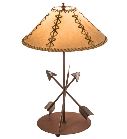 Meyda Lighting Arrowhead 23" Red Rust Table Lamp With Beige Fabric Shade