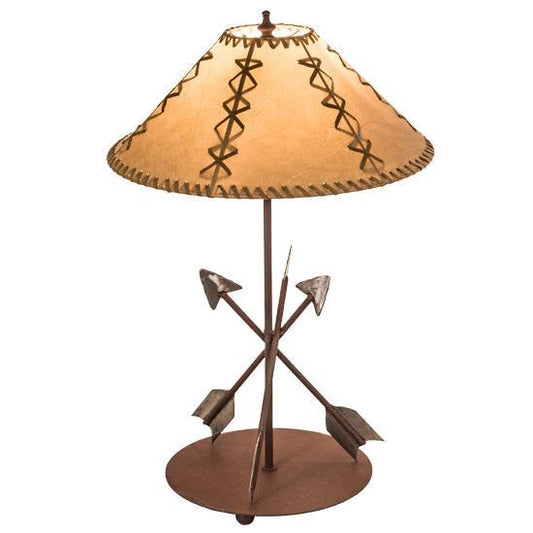 Meyda Lighting Arrowhead 23" Red Rust Table Lamp With Beige Fabric Shade