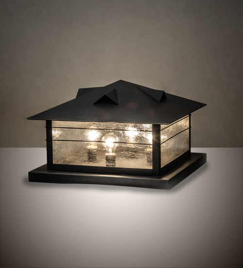 Meyda Lighting Arrowhead 31" 4-Light Black Outdoor Pier Mount Light With Clear Seeded Shade Glass