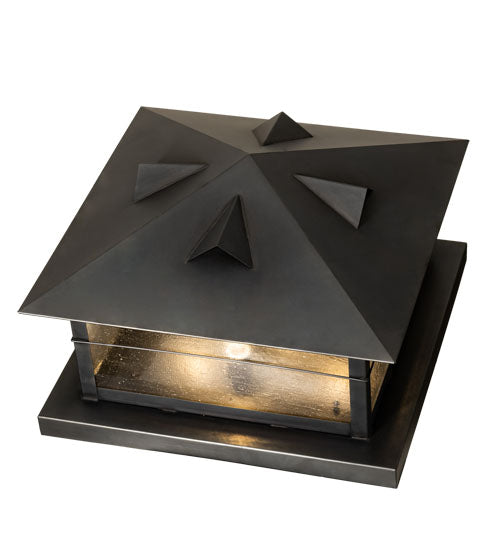 Meyda Lighting Arrowhead 31" 4-Light Black Outdoor Pier Mount Light With Clear Seeded Shade Glass