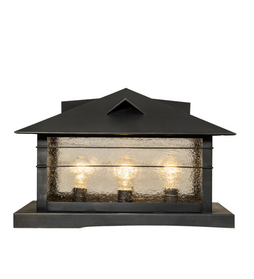 Meyda Lighting Arrowhead 31" 4-Light Black Outdoor Pier Mount Light With Clear Seeded Shade Glass
