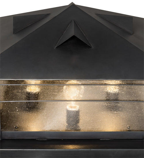 Meyda Lighting Arrowhead 31" 4-Light Black Outdoor Pier Mount Light With Clear Seeded Shade Glass