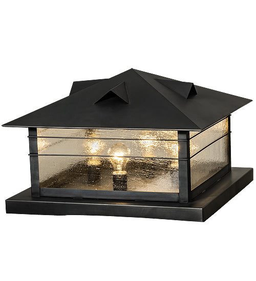 Meyda Lighting Arrowhead 31" 4-Light Black Outdoor Pier Mount Light With Clear Seeded Shade Glass