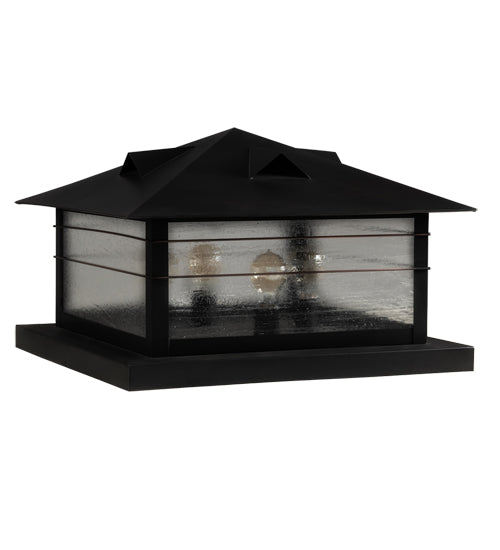 Meyda Lighting Arrowhead 31" 4-Light Craftsman Brown Outdoor Pier Mount Light With Clear Seeded Shade Glass