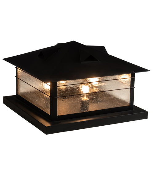 Meyda Lighting Arrowhead 31" 4-Light Craftsman Brown Outdoor Pier Mount Light With Clear Seeded Shade Glass