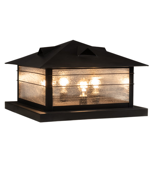 Meyda Lighting Arrowhead 31" 4-Light Craftsman Brown Outdoor Pier Mount Light With Clear Seeded Shade Glass