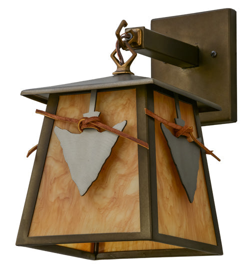 Meyda Lighting Arrowhead 7" Antique Copper Wall Sconce With Ambra Siena Acrylic Shade