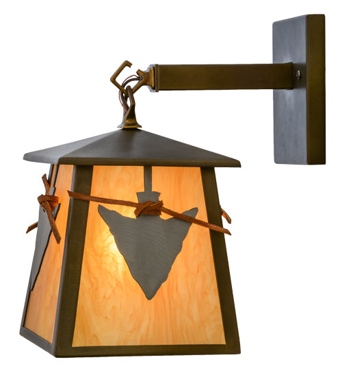 Meyda Lighting Arrowhead 7" Antique Copper Wall Sconce With Ambra Siena Acrylic Shade