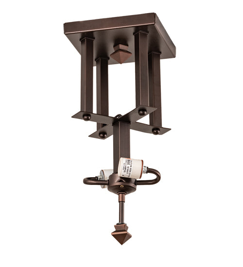 Meyda Lighting Arrowhead 7"Sq 2-Light Mahogany Bronze Flush Mount Light Hardware