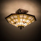 Meyda Lighting Arrowhead Mission 20" 2-Light Mahogany Bronze Flush Mount Light With Multi-Colored Stained Shade Glass