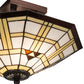Meyda Lighting Arrowhead Mission 20" 2-Light Mahogany Bronze Flush Mount Light With Multi-Colored Stained Shade Glass