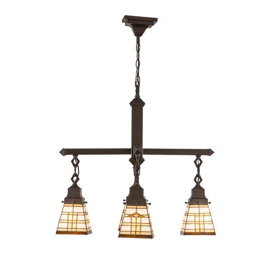 Meyda Lighting Arrowhead Mission 26" 4-Light Mahogany Bronze Chandelier With Brown Shade Glass
