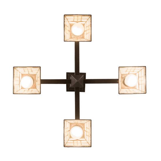 Meyda Lighting Arrowhead Mission 26" 4-Light Mahogany Bronze Chandelier With Brown Shade Glass