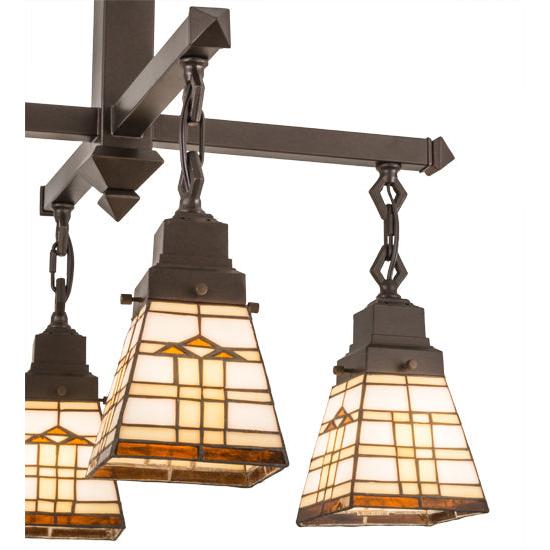 Meyda Lighting Arrowhead Mission 26" 4-Light Mahogany Bronze Chandelier With Brown Shade Glass