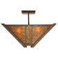 Meyda Lighting Arta 31" 4-Light Hanna Copper Semi-flush Mount Ceiling Light With Amber Mica Shade Glass