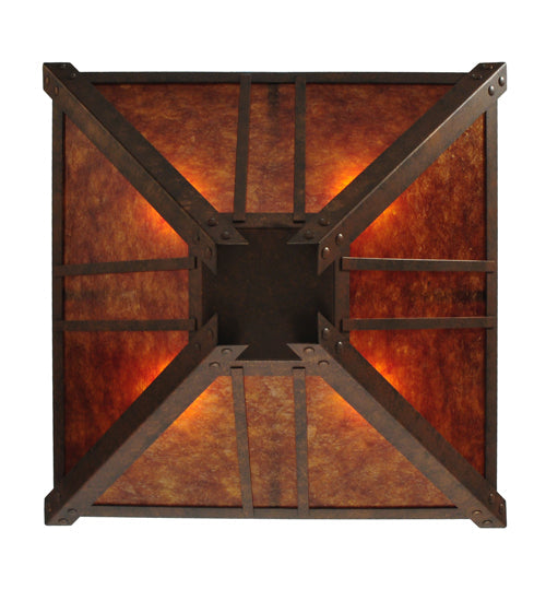 Meyda Lighting Arta 31" 4-Light Hanna Copper Semi-flush Mount Ceiling Light With Amber Mica Shade Glass