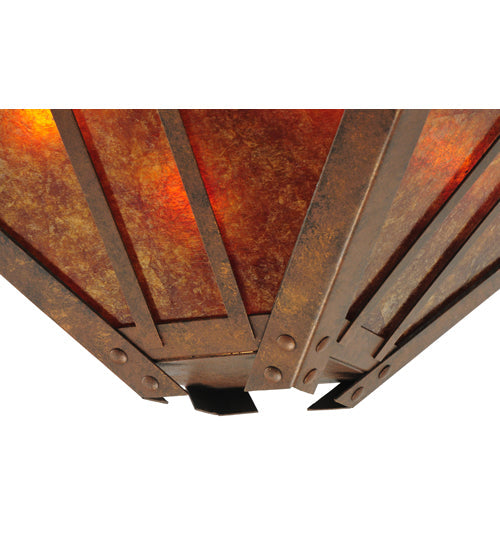 Meyda Lighting Arta 31" 4-Light Hanna Copper Semi-flush Mount Ceiling Light With Amber Mica Shade Glass