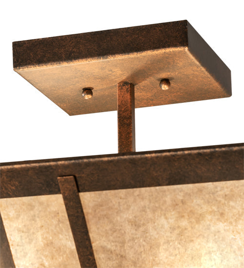 Meyda Lighting Arta 32" 4-Light Hanna Copper Semi-flush Mount Light With Silver Mica Shade Glass