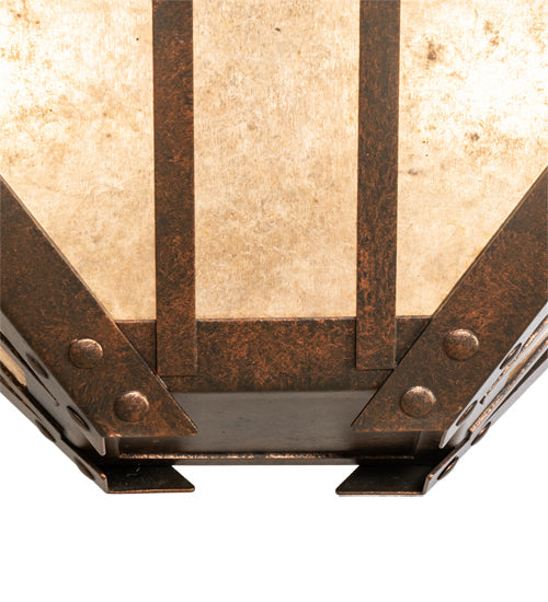 Meyda Lighting Arta 32" 4-Light Hanna Copper Semi-flush Mount Light With Silver Mica Shade Glass