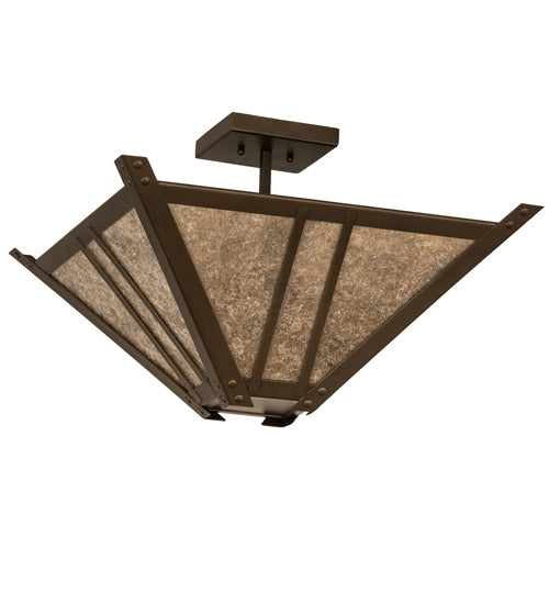 Meyda Lighting Arta 32" 4-Light Tyler Bronze Semi-flush Mount Light With Silver Mica Shade Glass