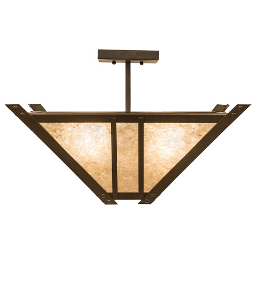 Meyda Lighting Arta 32" 4-Light Tyler Bronze Semi-flush Mount Light With Silver Mica Shade Glass
