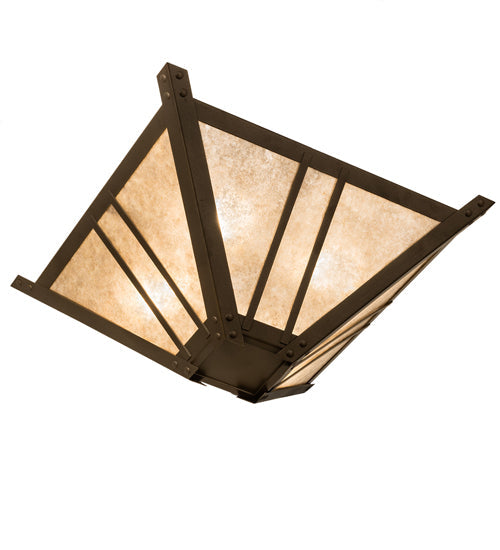 Meyda Lighting Arta 32" 4-Light Tyler Bronze Semi-flush Mount Light With Silver Mica Shade Glass