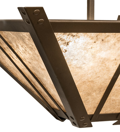 Meyda Lighting Arta 32" 4-Light Tyler Bronze Semi-flush Mount Light With Silver Mica Shade Glass