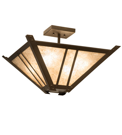 Meyda Lighting Arta 32" 4-Light Tyler Bronze Semi-flush Mount Light With Silver Mica Shade Glass