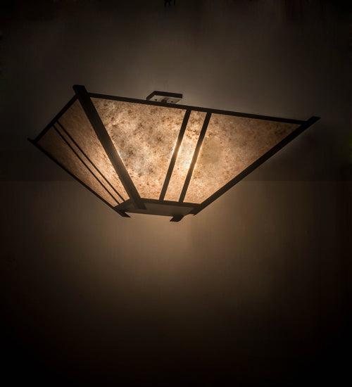Meyda Lighting Arta 68" 6-Light Chestnut Pendant Light With Silver Mica Shade Glass