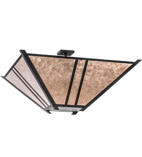 Meyda Lighting Arta 68" 6-Light Chestnut Pendant Light With Silver Mica Shade Glass