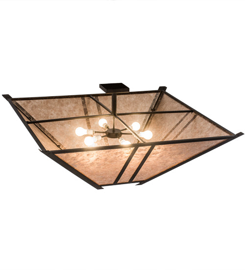 Meyda Lighting Arta 68" 6-Light Chestnut Pendant Light With Silver Mica Shade Glass