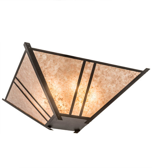 Meyda Lighting Arta 68" 6-Light Chestnut Pendant Light With Silver Mica Shade Glass